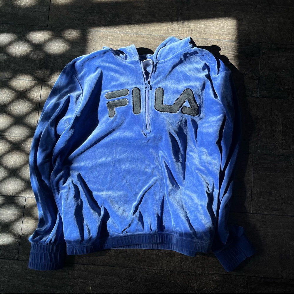 FILA Women’s velour / velvet hoodie / sweatshirt - Picture 3 of 7